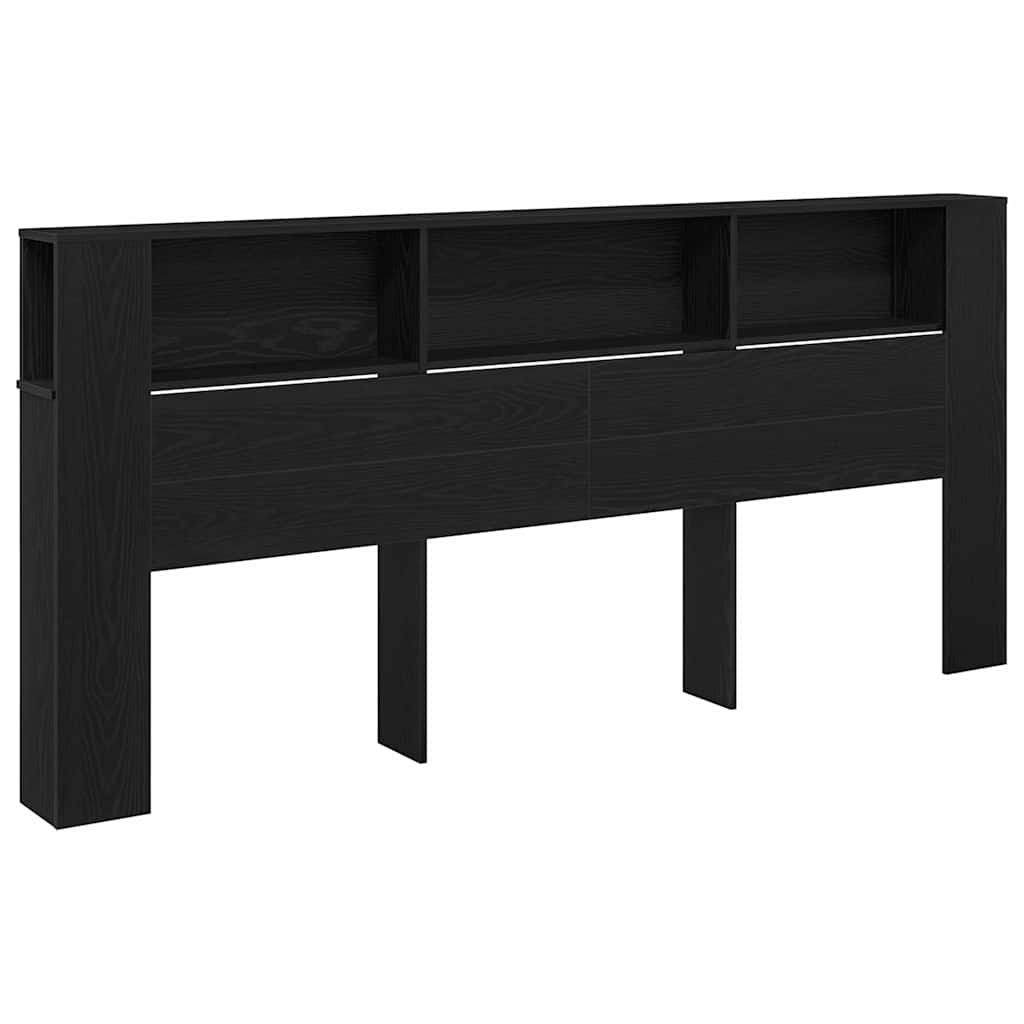 Headboard Cabinet Black Oak Engineered Wood