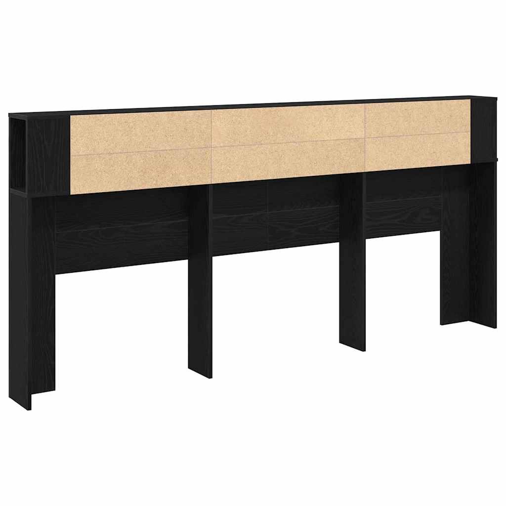 Headboard Cabinet Black Oak Engineered Wood