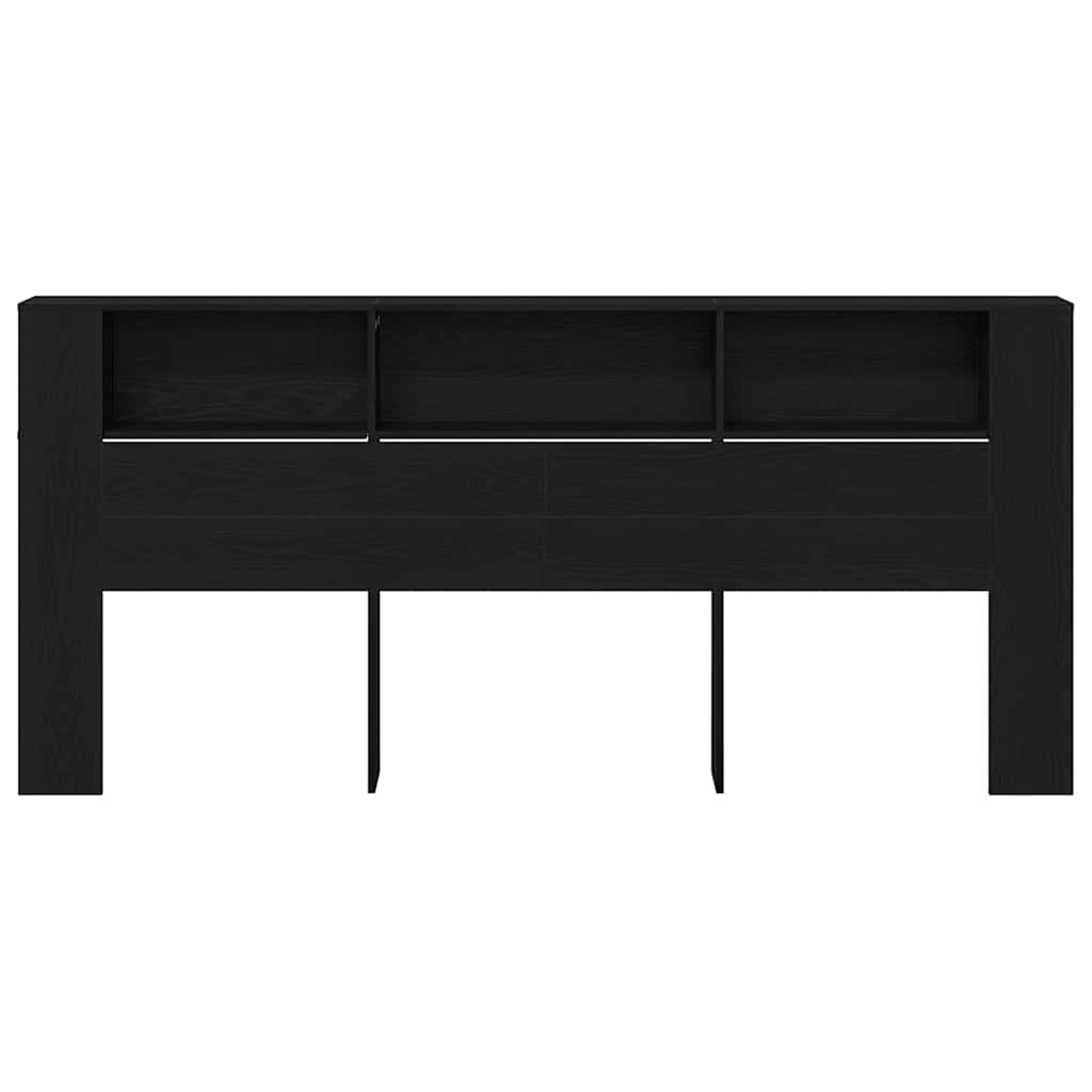 Headboard Cabinet Black Oak Engineered Wood