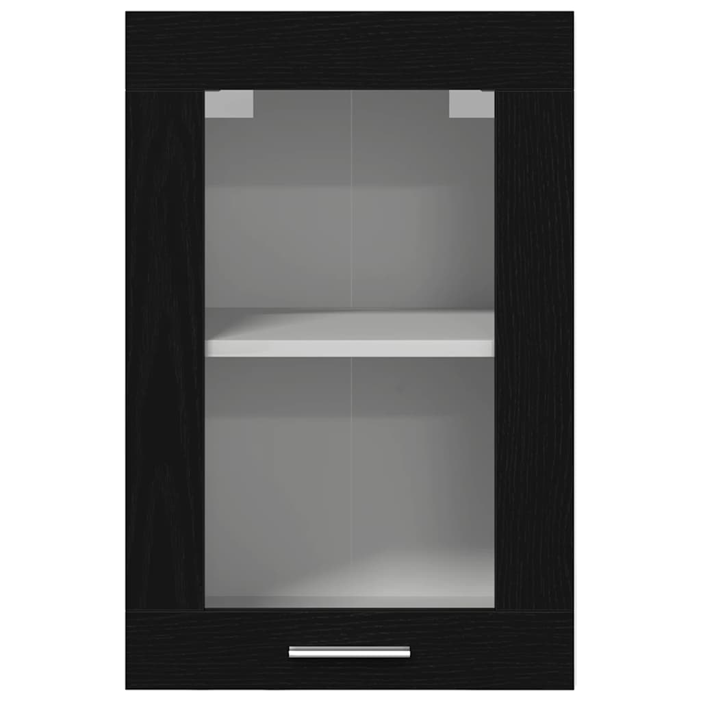 Hanging Glass Cabinet Black Oak 40x31x60 cm Engineered Wood