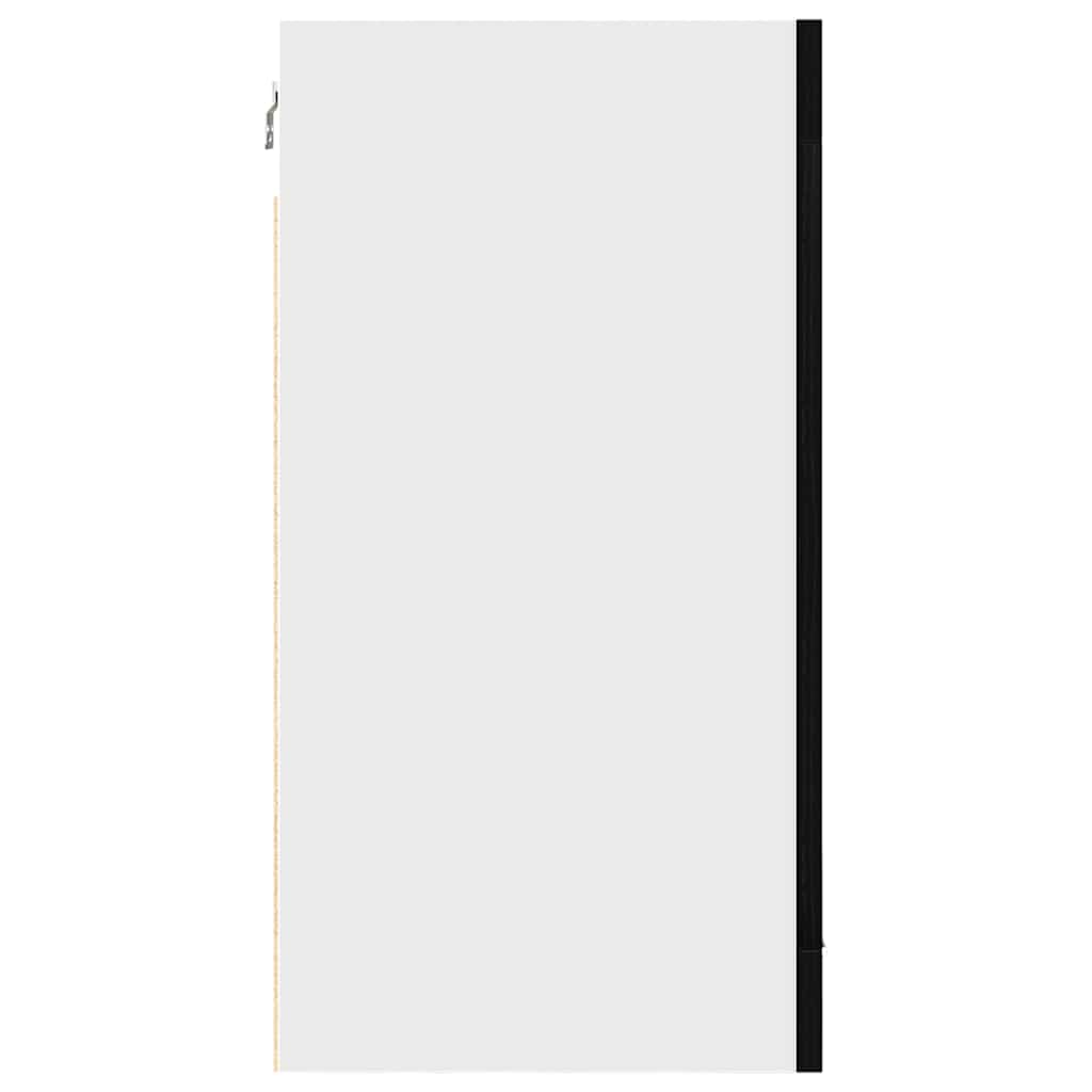 Hanging Glass Cabinet Black Oak 40x31x60 cm Engineered Wood