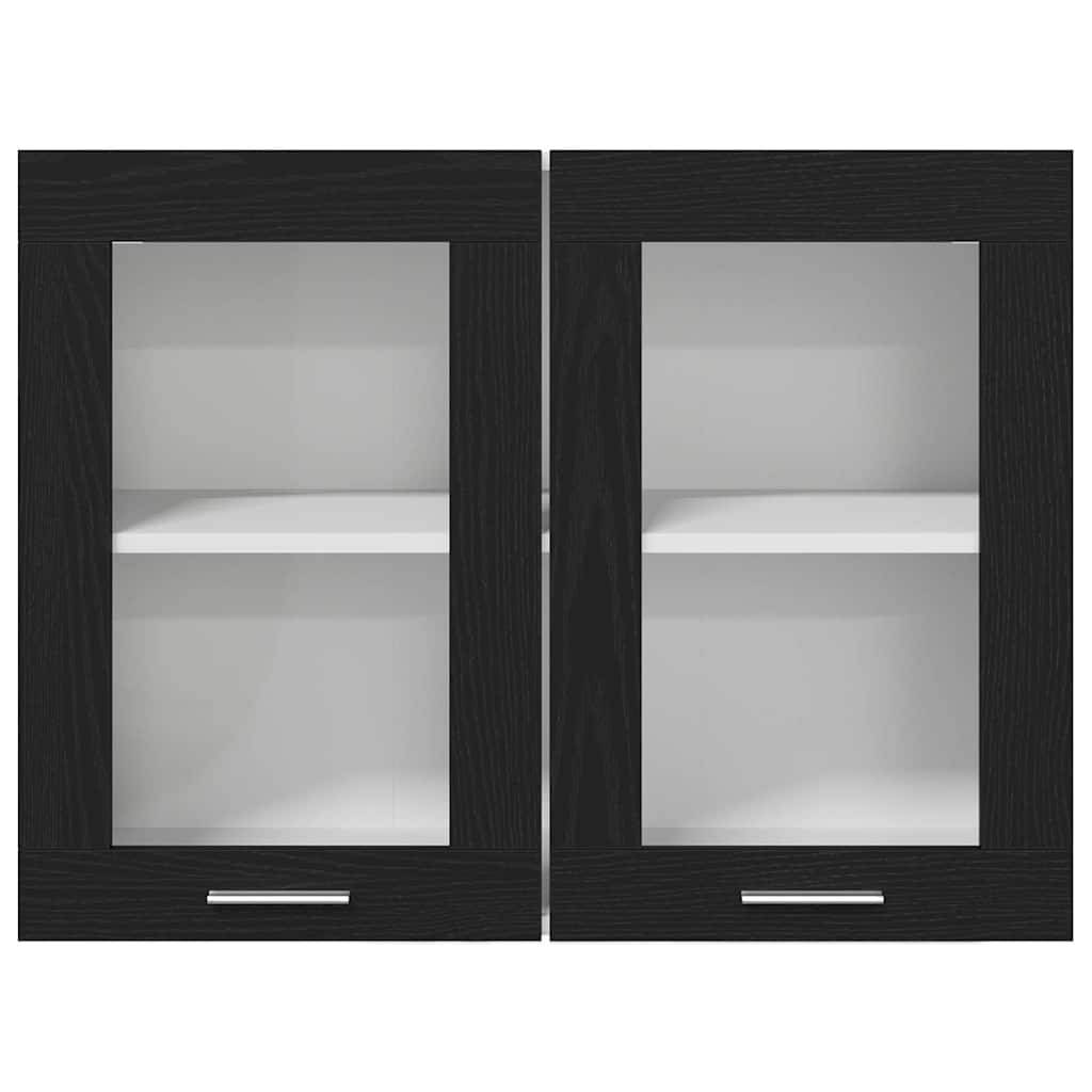 Hanging Glass Cabinet with Shelf Riga Black oak 80 x 31 x 60 cm