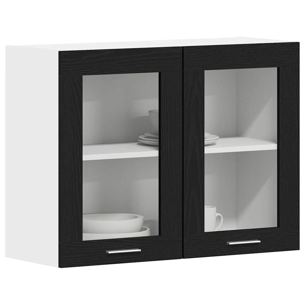 Hanging Glass Cabinet with Shelf Riga Black oak 80 x 31 x 60 cm