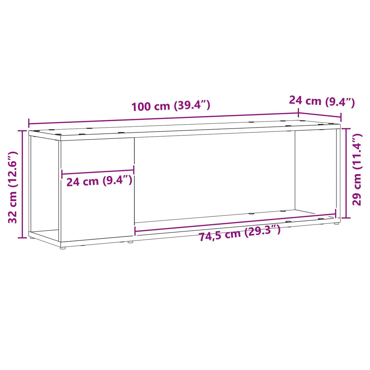 TV Cabinet Set 100 x 24 x 63 cm Black Engineered Wood