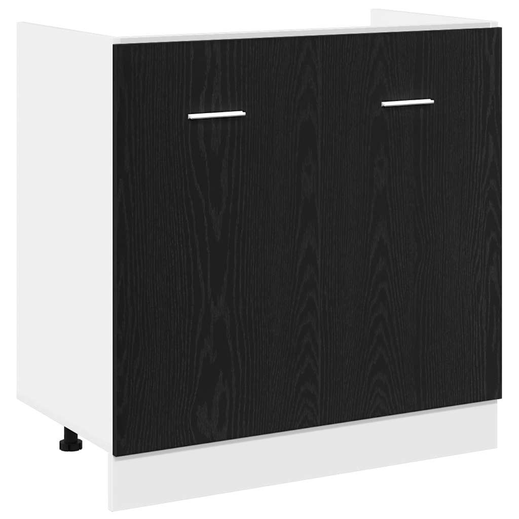 Sink Bottom Cabinet Black Oak 80x46x81.5 cm Engineered Wood