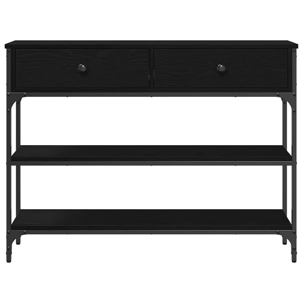 Console Table with Drawer with Shelf Black oak 100 x 25 x 75 cm