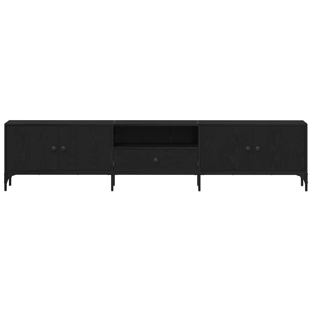 TV Cabinet 200 x 25 x 44 cm Black oak Engineered wood