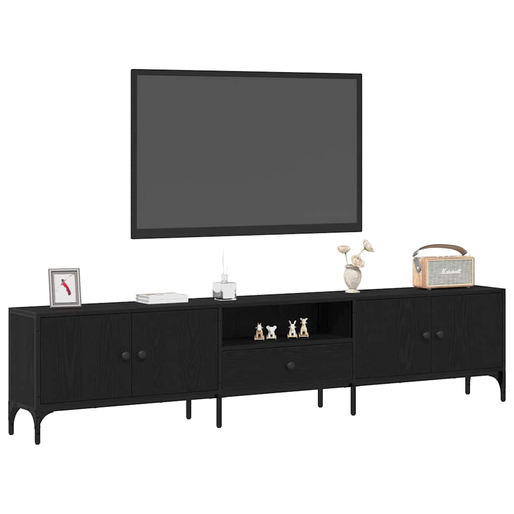TV Cabinet 200 x 25 x 44 cm Black oak Engineered wood