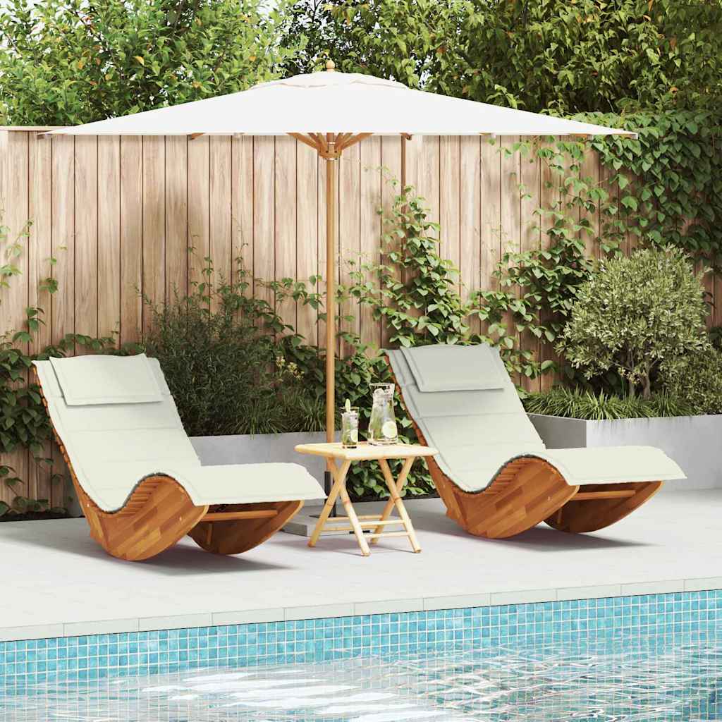 Sun Lounger 2 pcs Solid Acacia Wood Brown