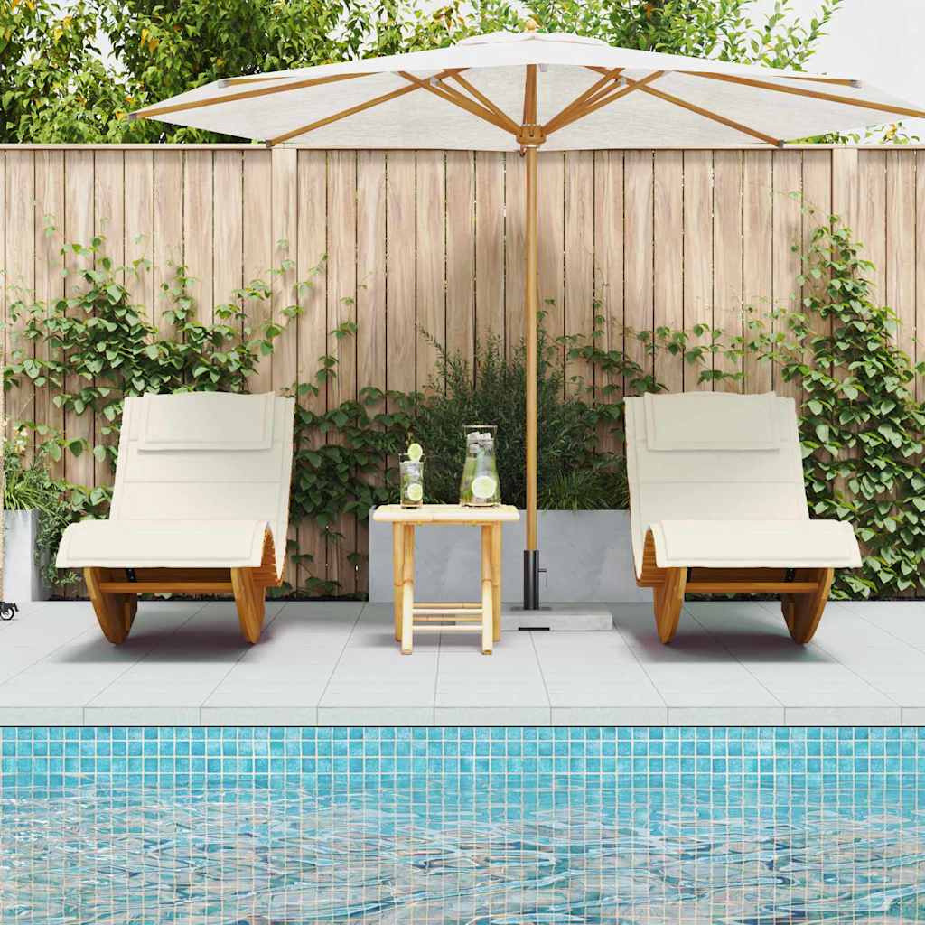 Sun Lounger 2 pcs Solid Acacia Wood Brown