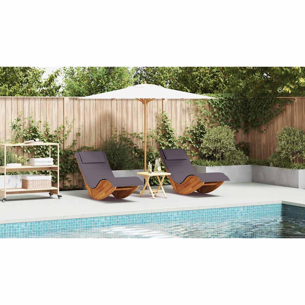 Sun Lounger 2 pcs Brown 60 x 154 x 74cm Solid Acacia wood