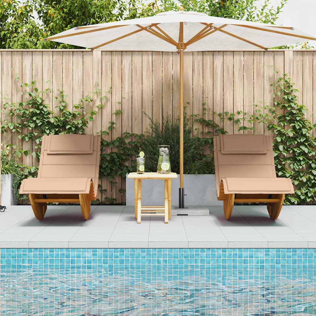 Sun Lounger 2 pcs Solid Acacia Wood Brown