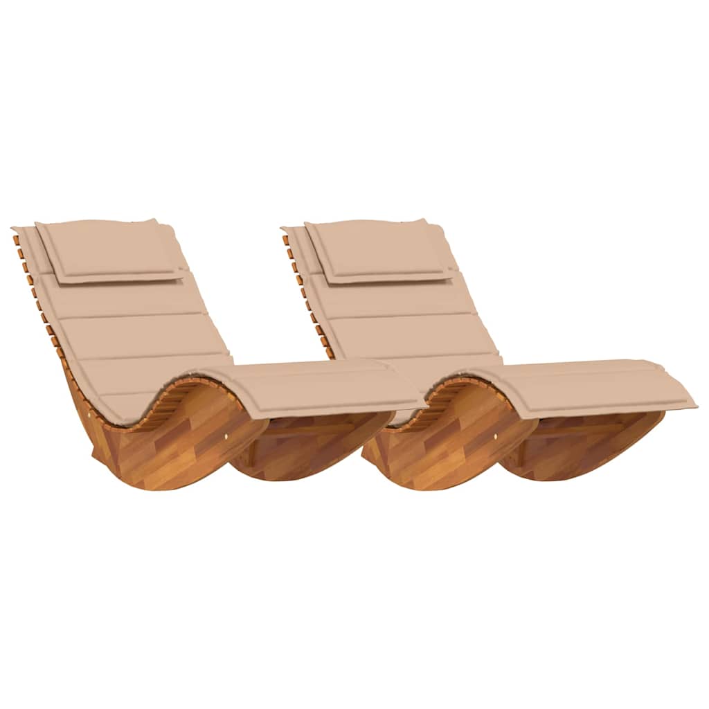 Sun Lounger 2 pcs Solid Acacia Wood Brown
