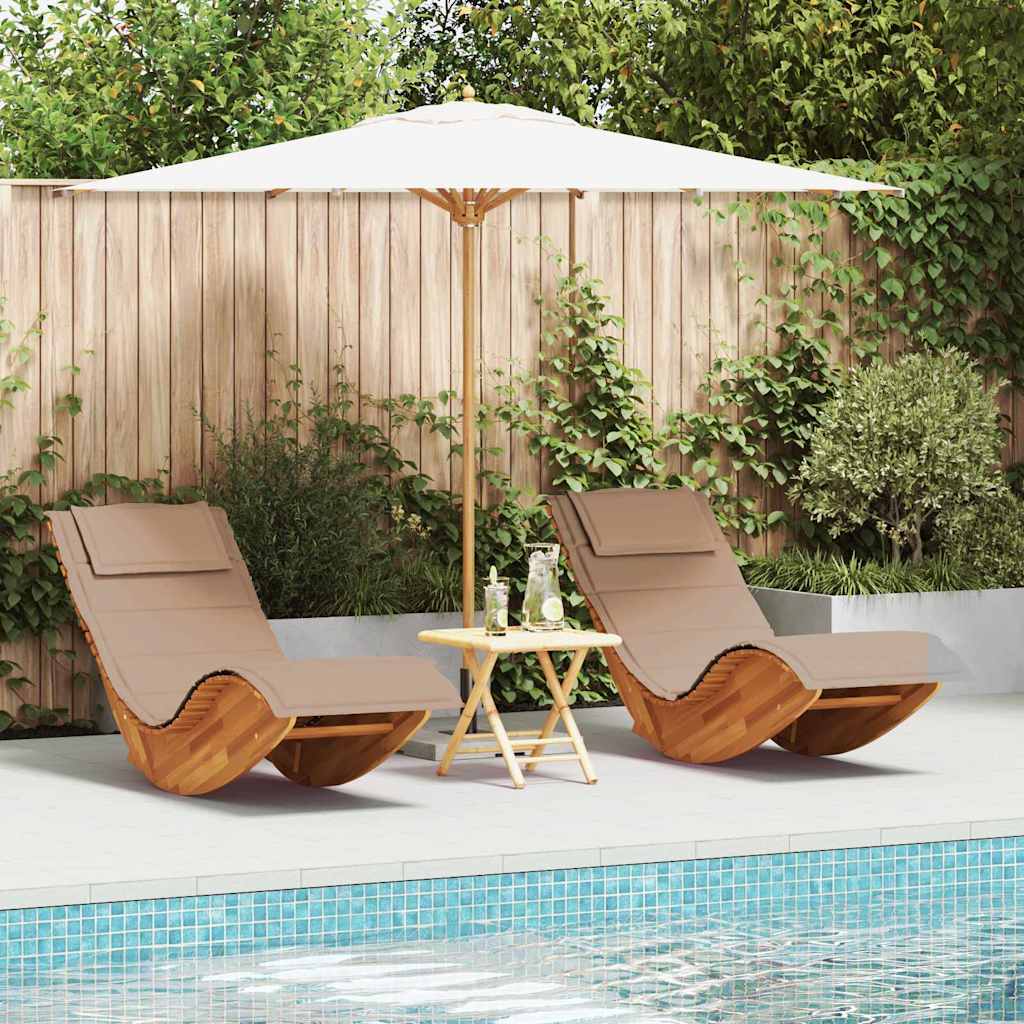 Sun Lounger 2 pcs Solid Acacia Wood Brown