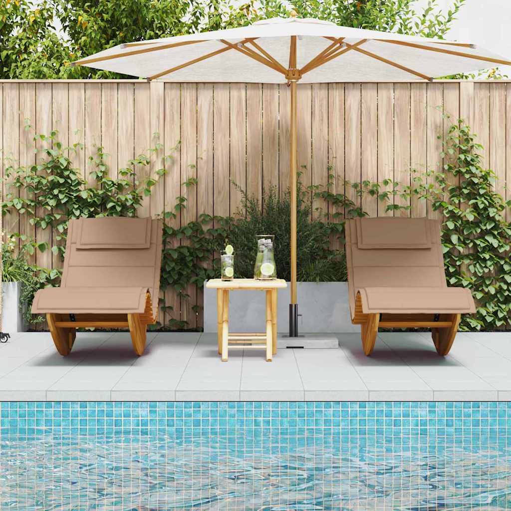 Sun Lounger 2 pcs Solid Acacia Wood Brown