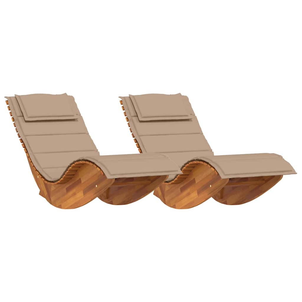Sun Lounger 2 pcs Solid Acacia Wood Brown