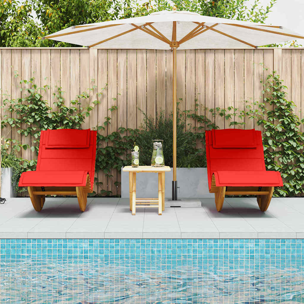 Sun Lounger 2 pcs Solid Acacia Wood Brown