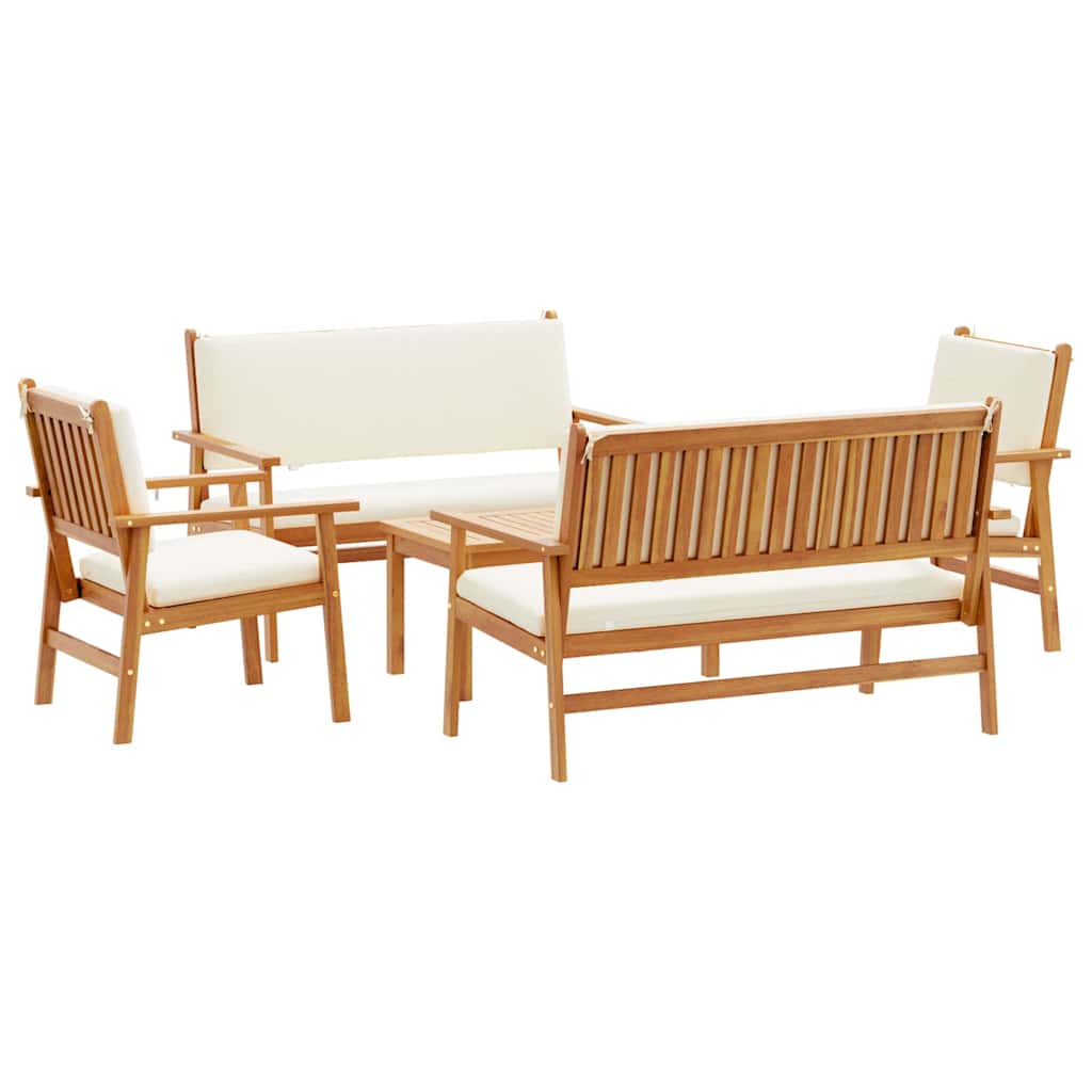Garden Sofa Set with Cushion 5 pcs Brown Solid Acacia wood