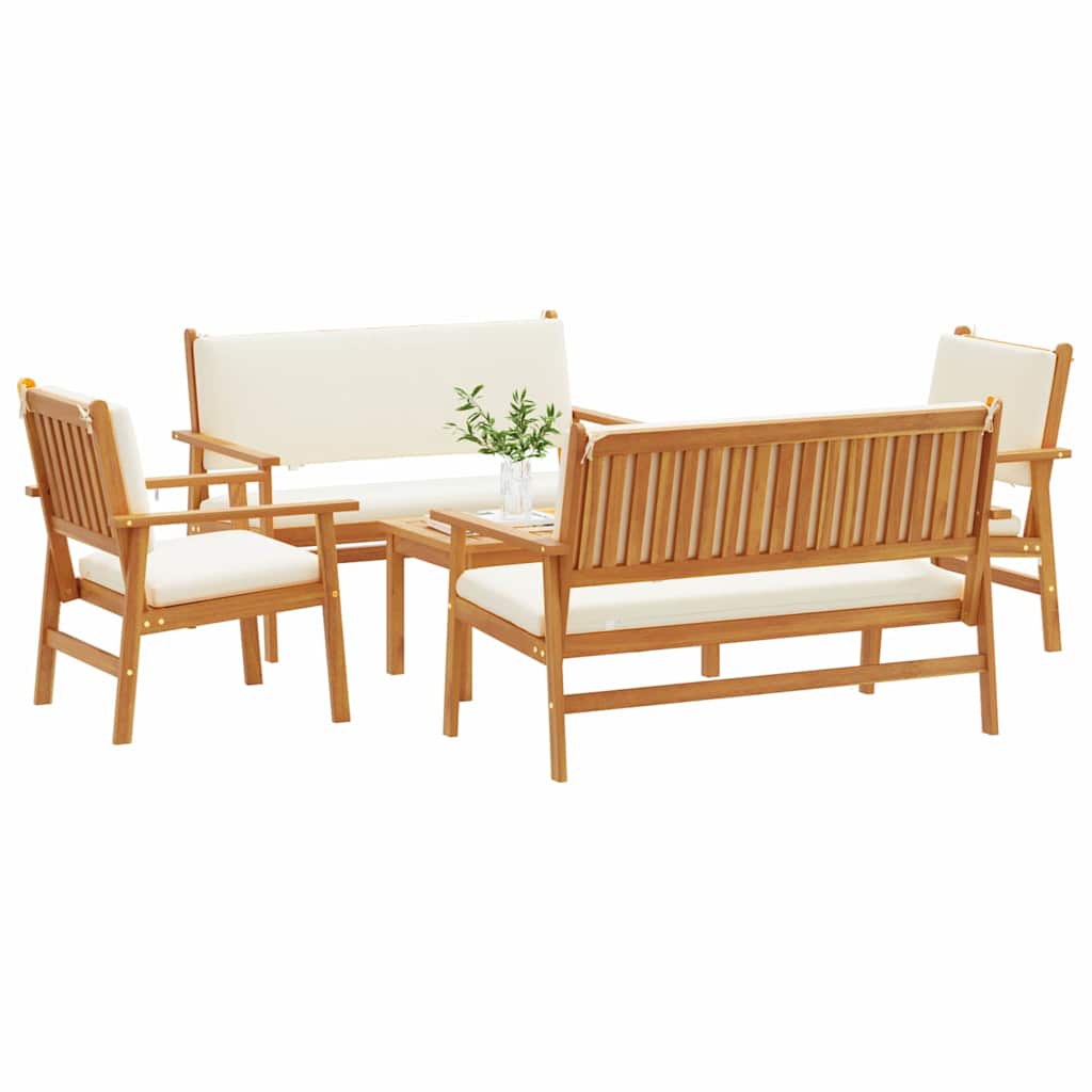 Garden Sofa Set with Cushion 5 pcs Brown Solid Acacia wood