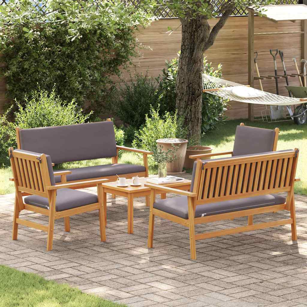 Garden Sofa Set with Cushion 5 pcs Brown Solid Acacia wood