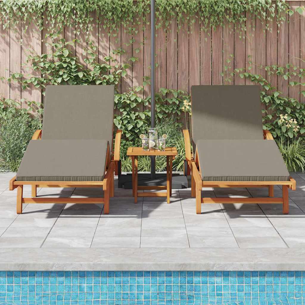 Sun Lounger 2 pcs Solid Acacia Wood Taupe