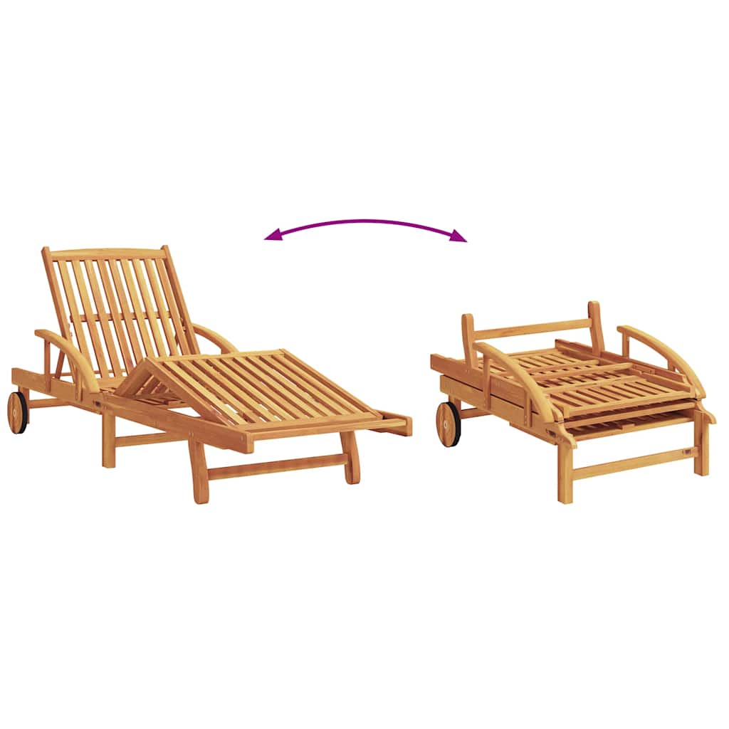 Sun Lounger 2 pcs Solid Acacia Wood Taupe