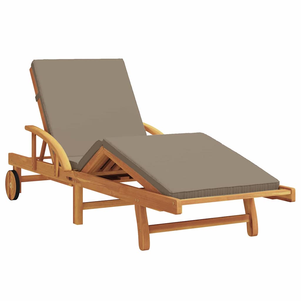 Sun Lounger 3 pcs Solid Acacia Wood Taupe