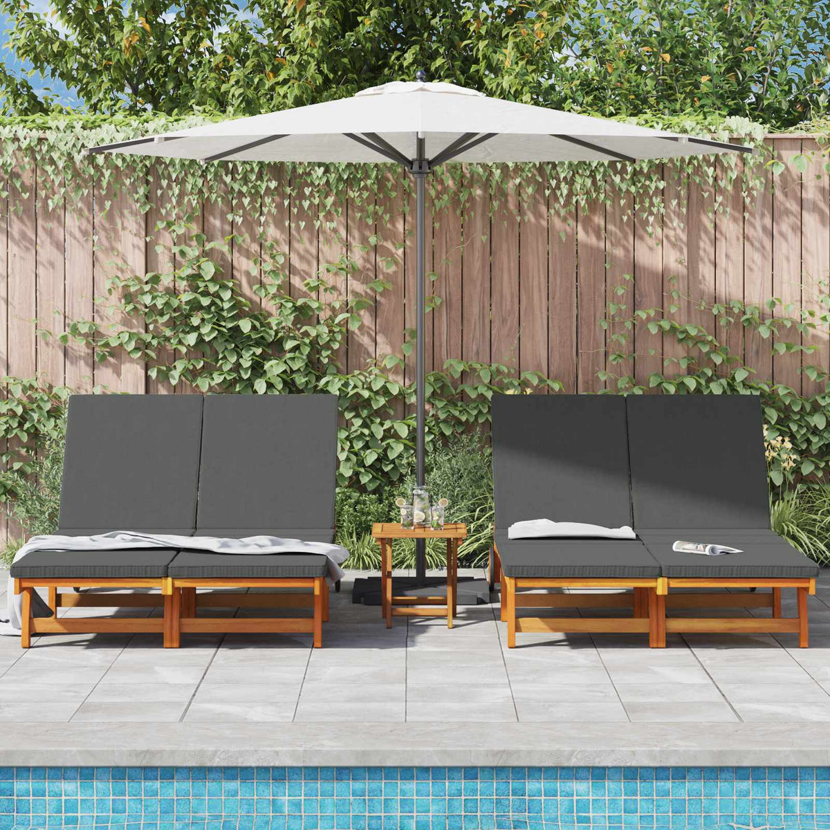 Sun Lounger Brown 125 x 200 x 84 cm Solid Acacia Wood