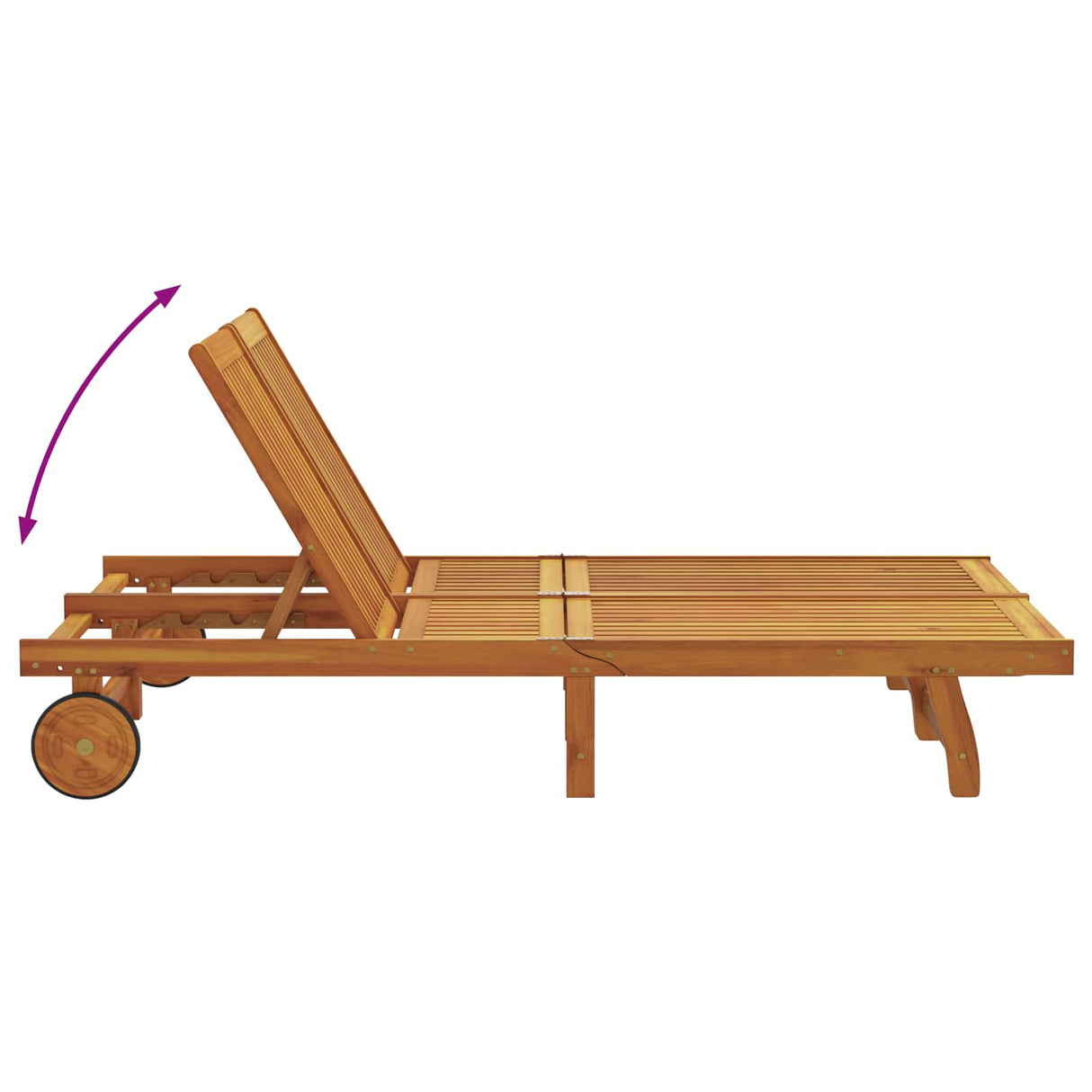 Sun Lounger Brown 125 x 200 x 84 cm Solid Acacia Wood