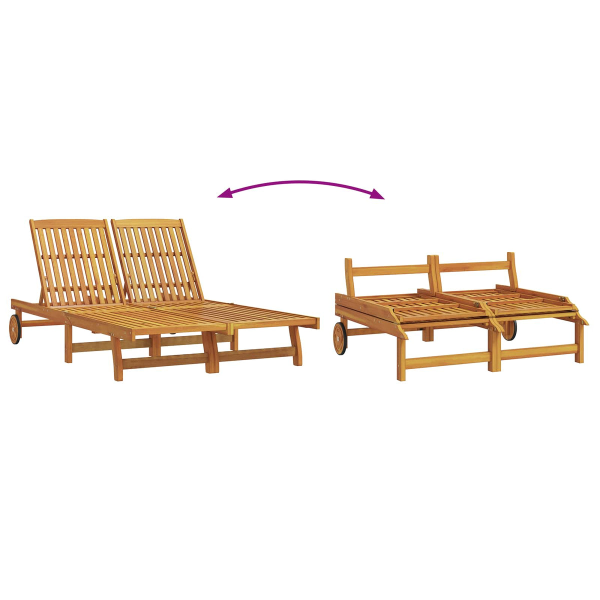 Sun Lounger Brown 125 x 200 x 84 cm Solid Acacia Wood