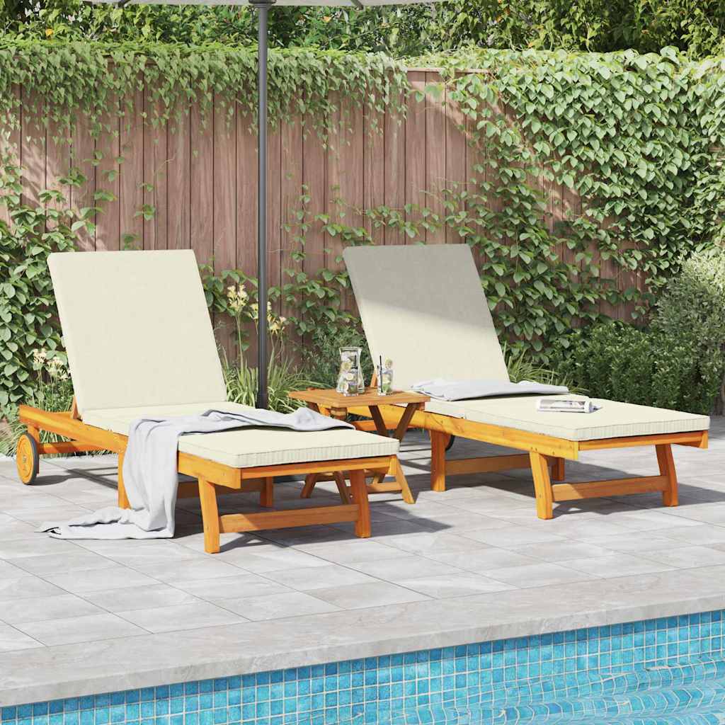 Sun Lounger 2 pcs Solid Acacia Wood Brown