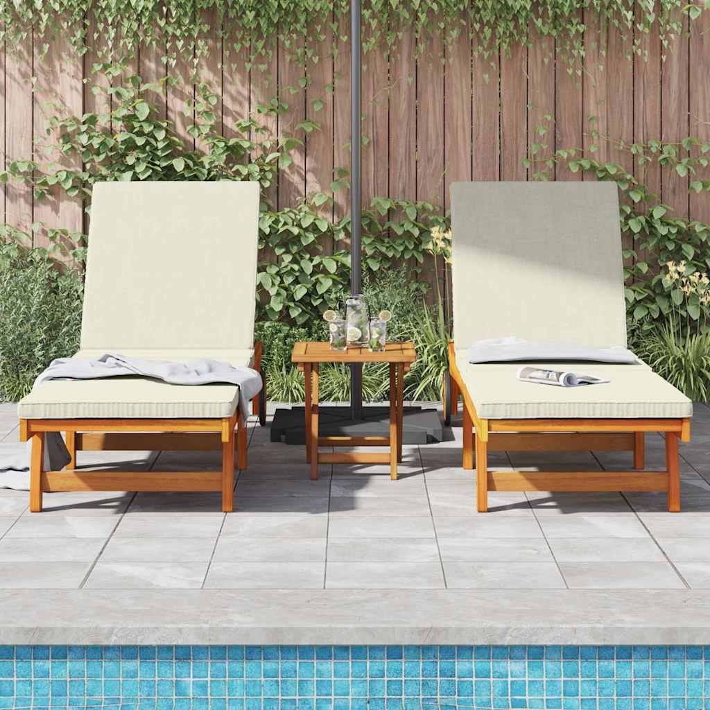 Sun Lounger 2 pcs Solid Acacia Wood Brown