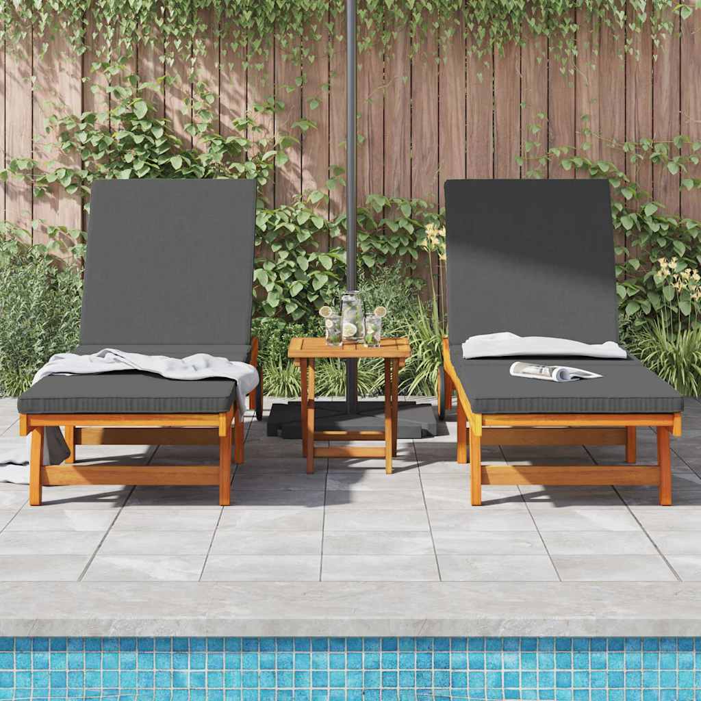 Sun Lounger 2 pcs Solid Acacia Wood Brown