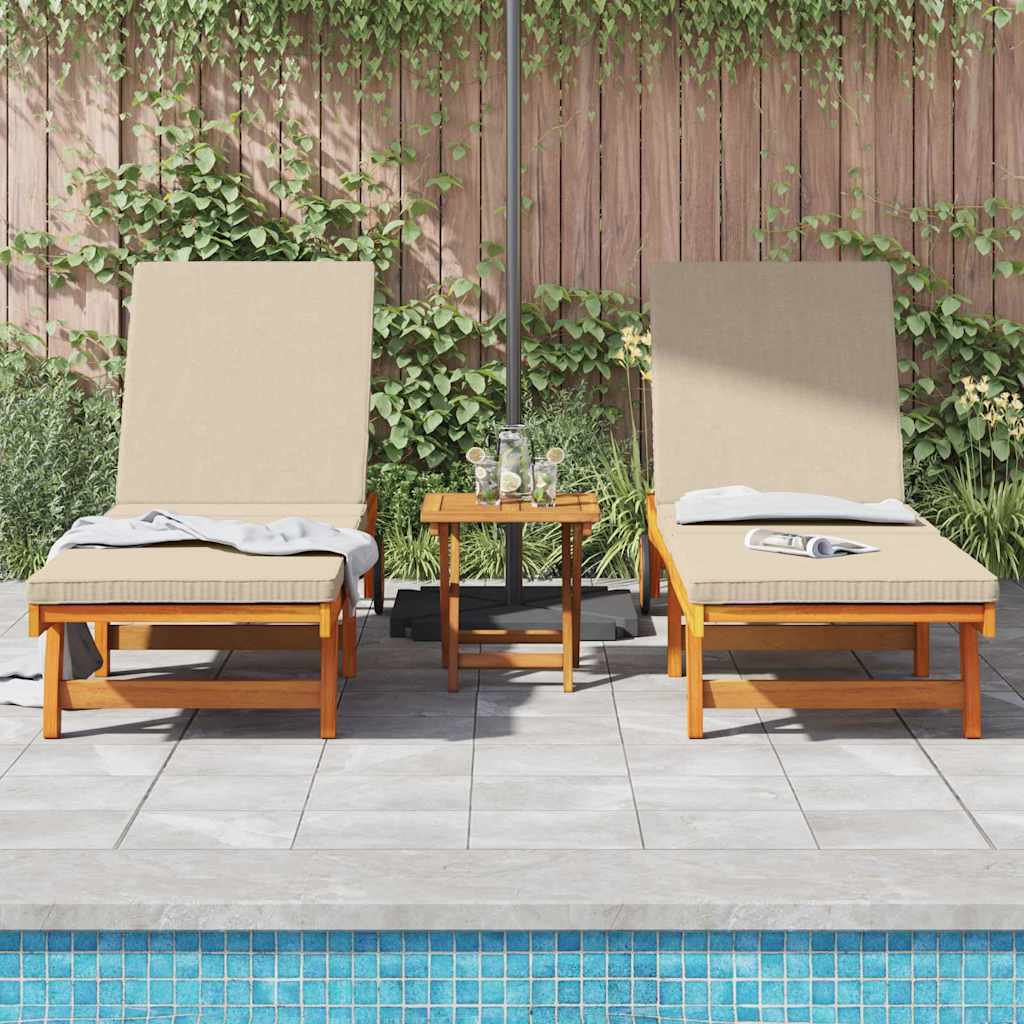 Sun Lounger 2 pcs Solid Acacia Wood Brown