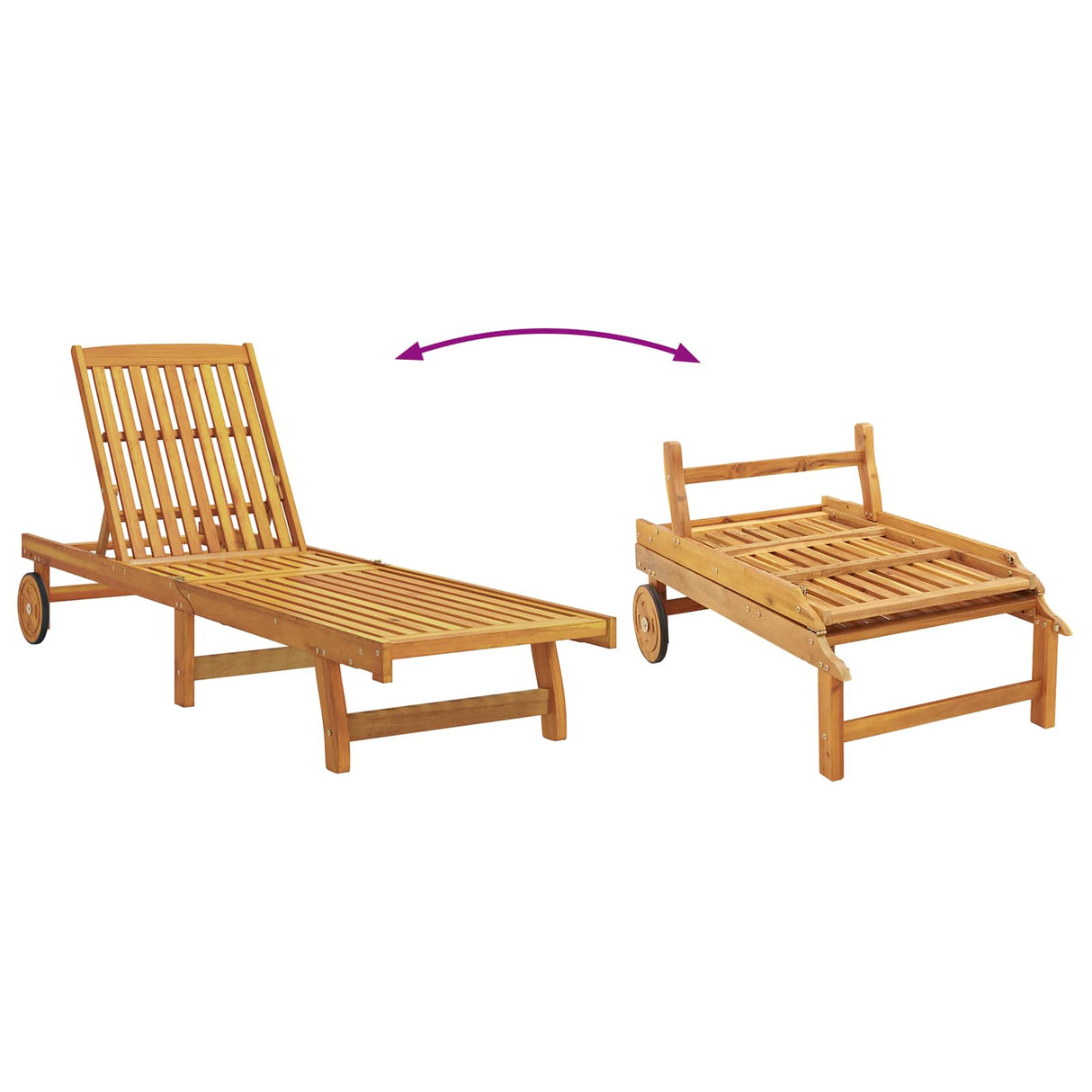 Sun Lounger 2 pcs Solid Acacia Wood Brown