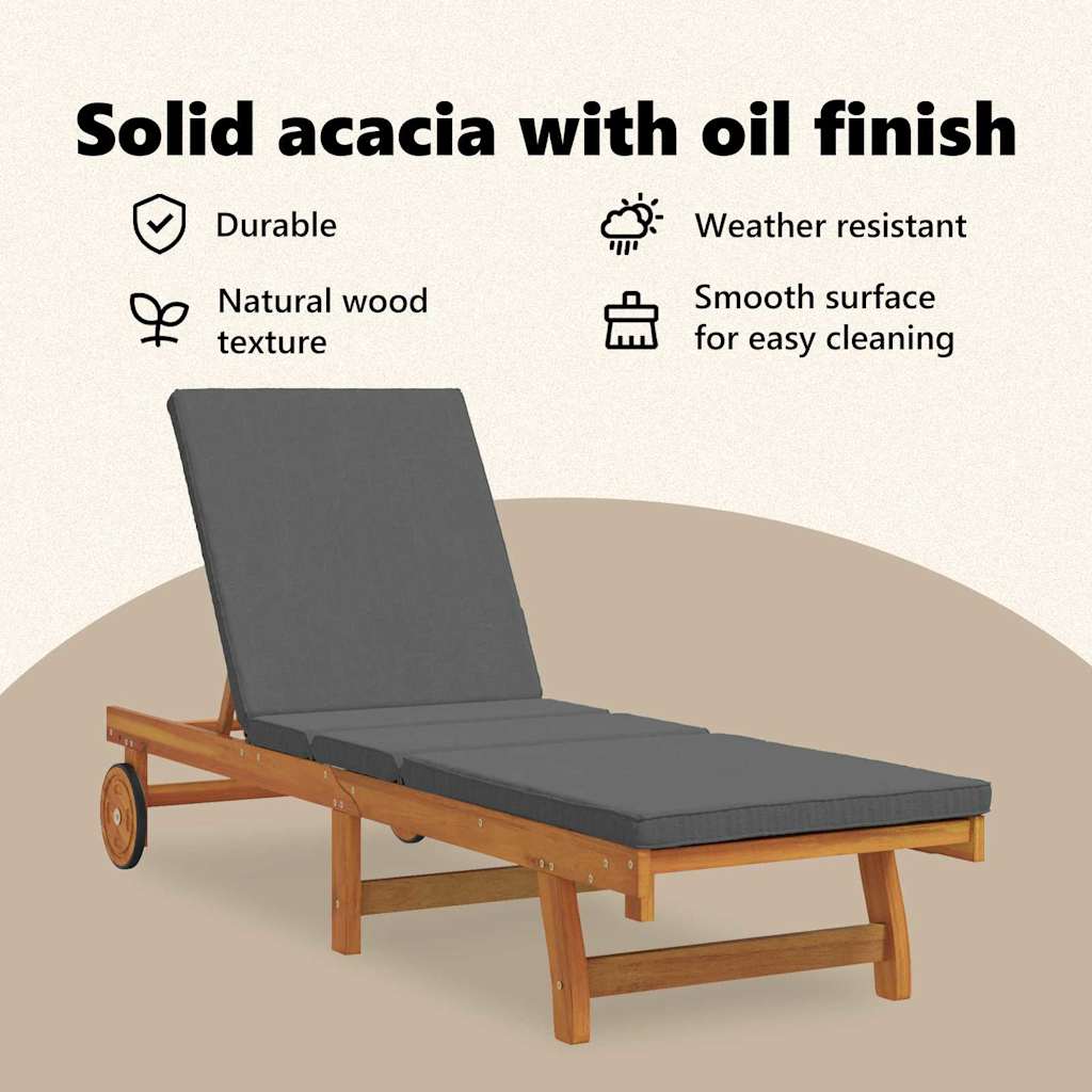 Sun Lounger Reclining 1-person 2 pcs Brown Solid Acacia Wood