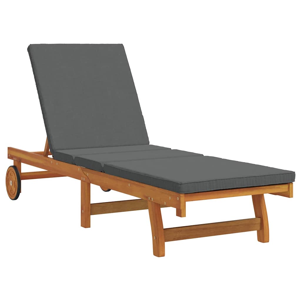 Sun Lounger 2 pcs Solid Acacia Wood Brown