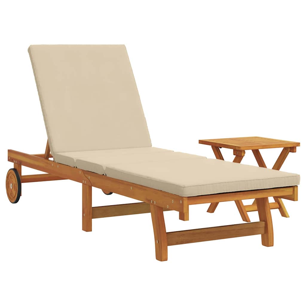 Sun Lounger 2 pcs Solid Acacia Wood Brown