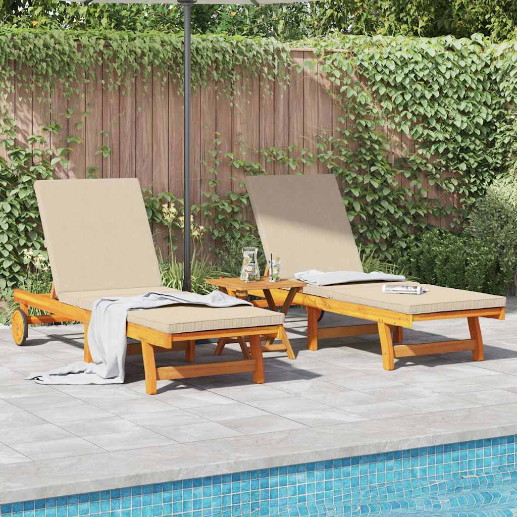 Sun Lounger 3 pcs Solid Acacia Wood Brown