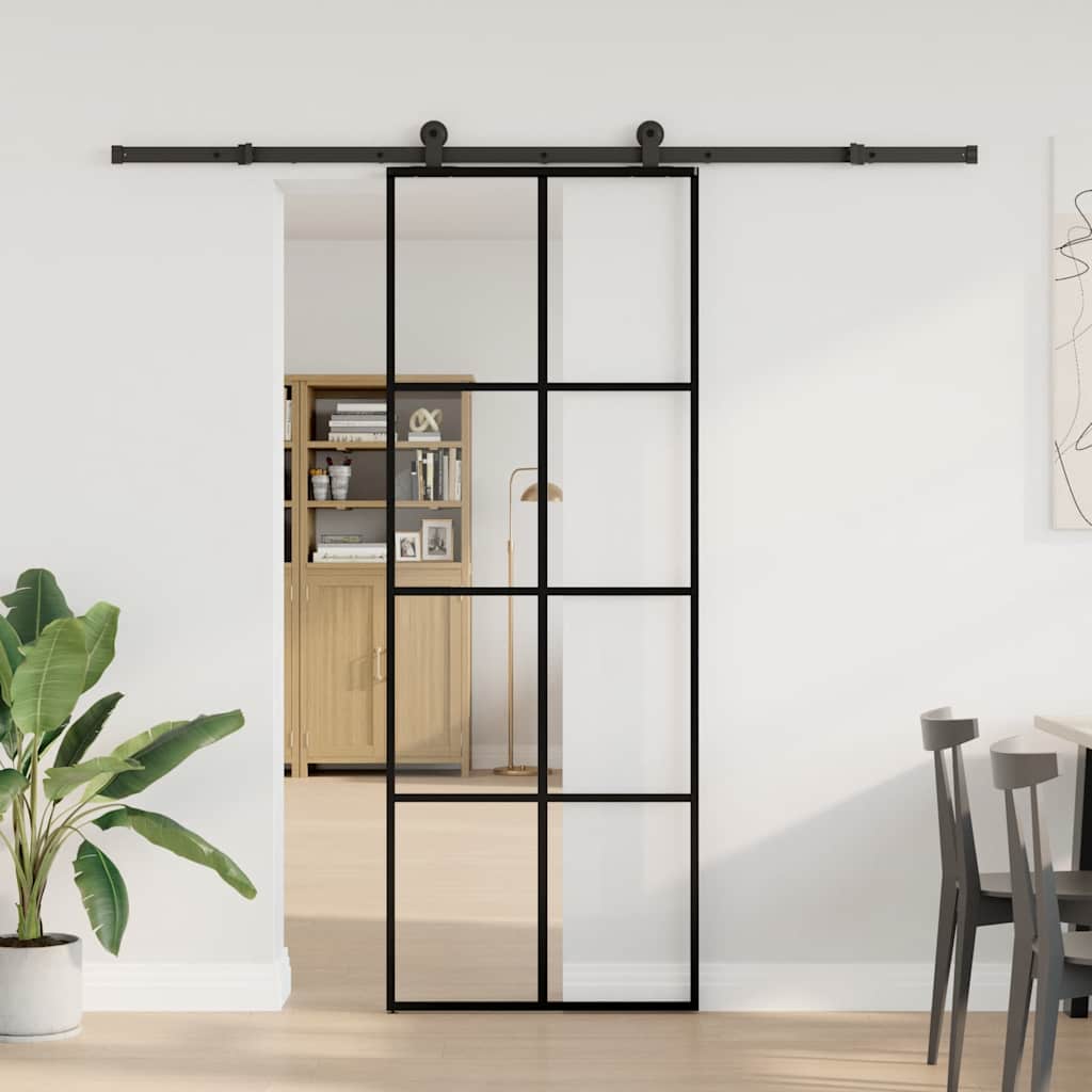 Sliding Door with Hardware Set 76x205 cm ESG Glass&Aluminium