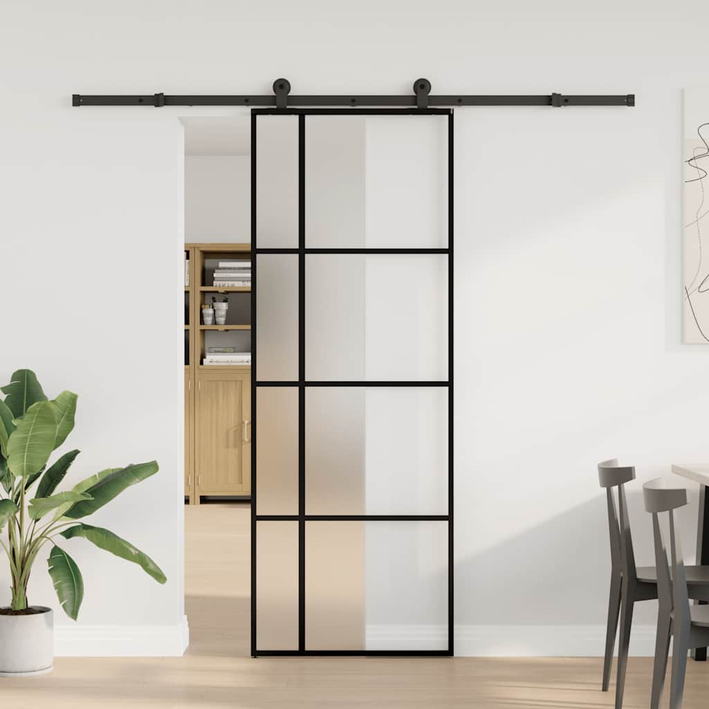 Sliding Door with Hardware Set 76x205 cm ESG Glass&Aluminium