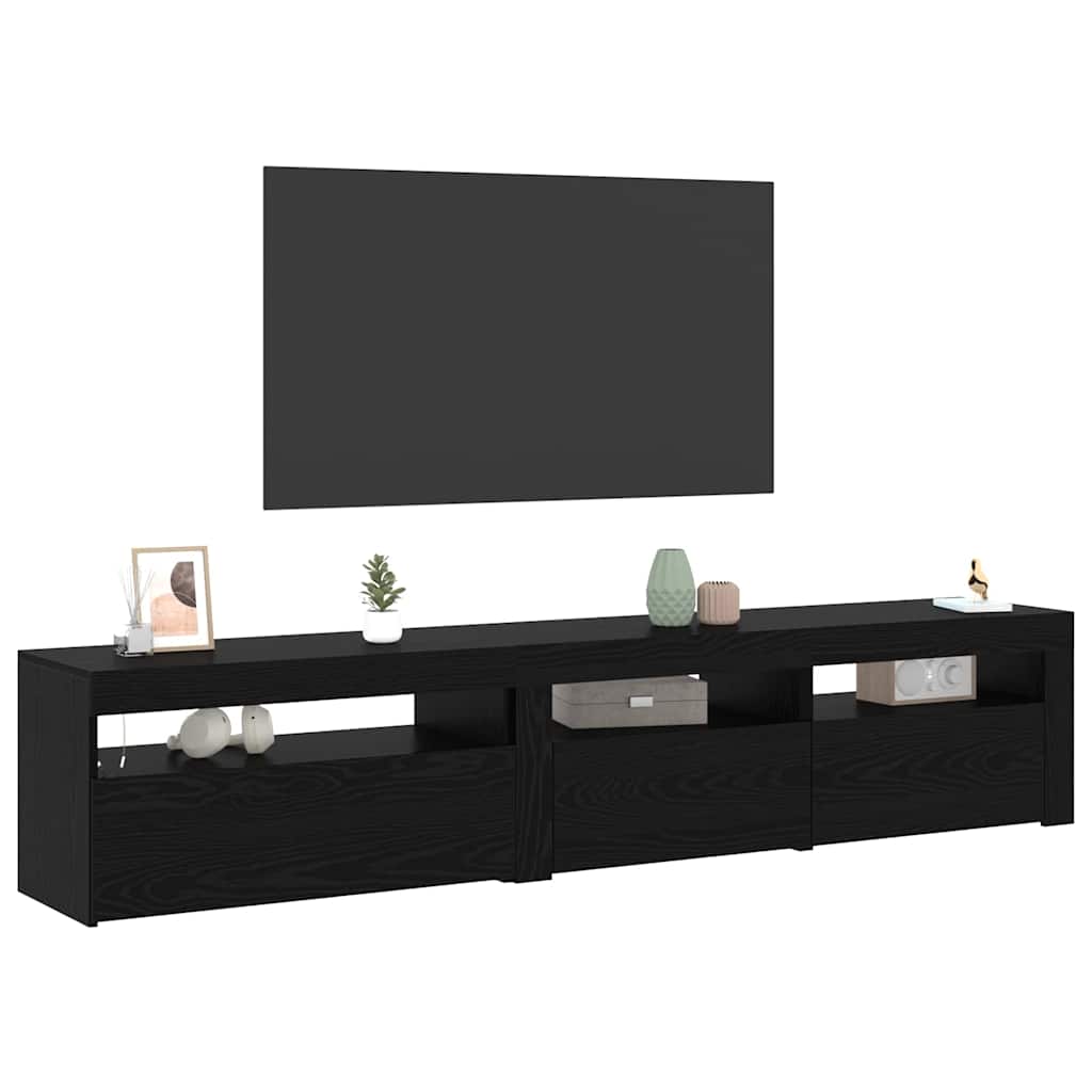 TV Cabinets 2 pcs Black oak 195 x 35 x 40 cm Engineered wood