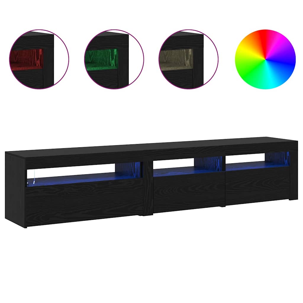 TV Cabinets 2 pcs Black oak 195 x 35 x 40 cm Engineered wood