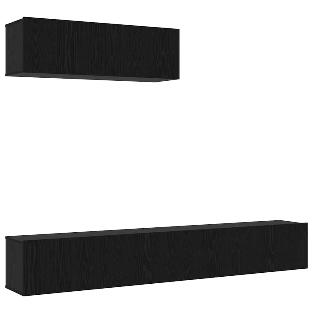 TV Cabinet Set 3 pcs Black Oak Engineered Wood