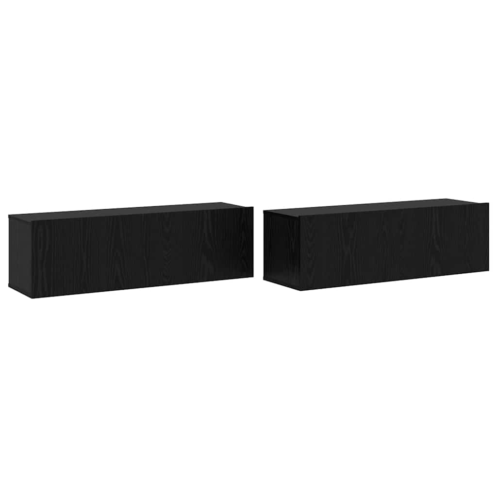 TV Cabinet Set 3 pcs Black Oak Engineered Wood