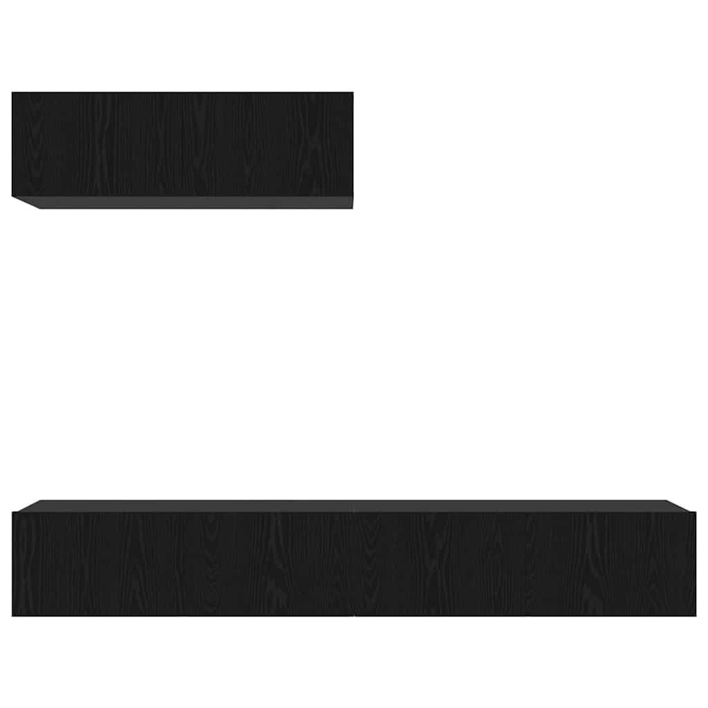 TV Cabinet Set 3 pcs Black Oak Engineered Wood
