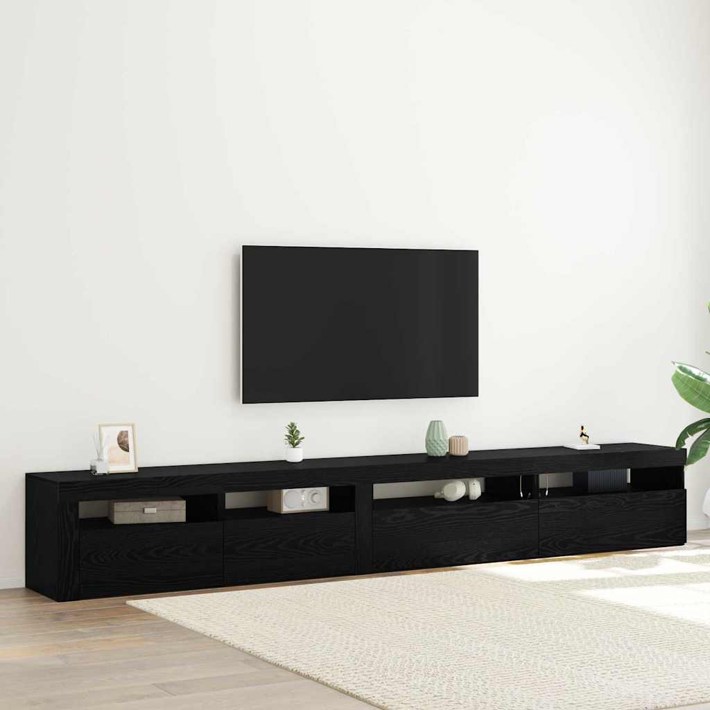 TV Cabinet Set 3 pcs Black Oak Engineered Wood
