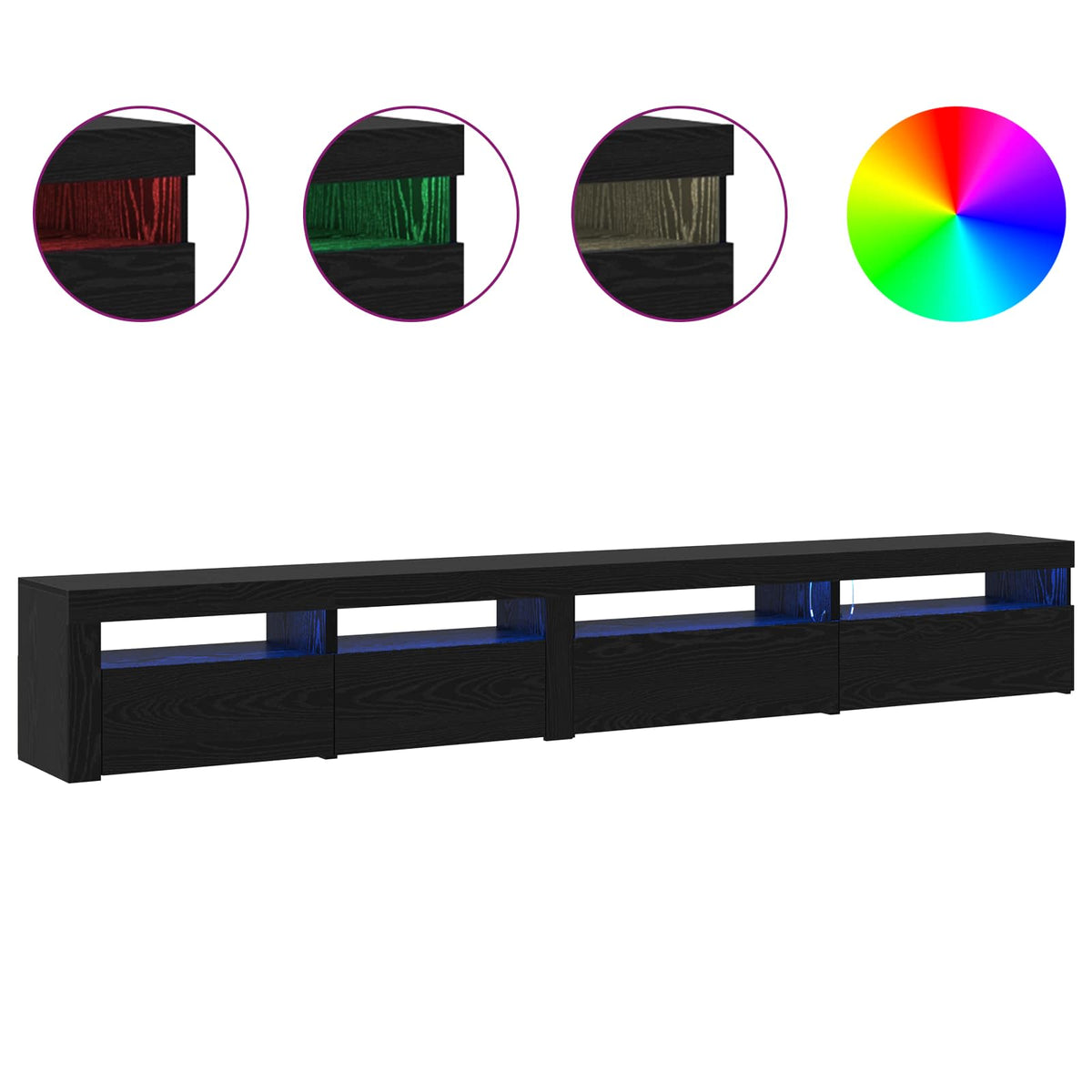 TV Cabinet Set 3 pcs Black Oak Engineered Wood