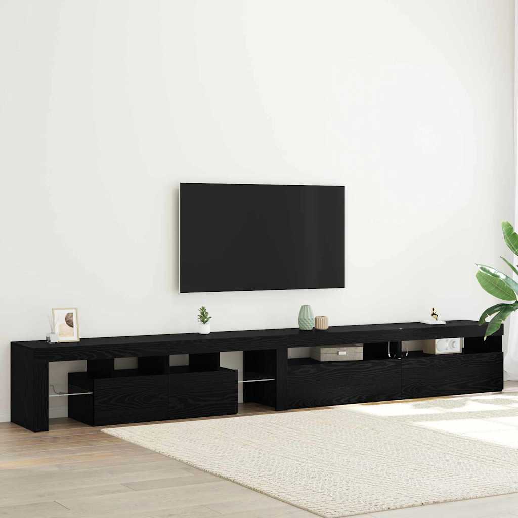TV Cabinet 3 pcs Black Oak Engineered Wood