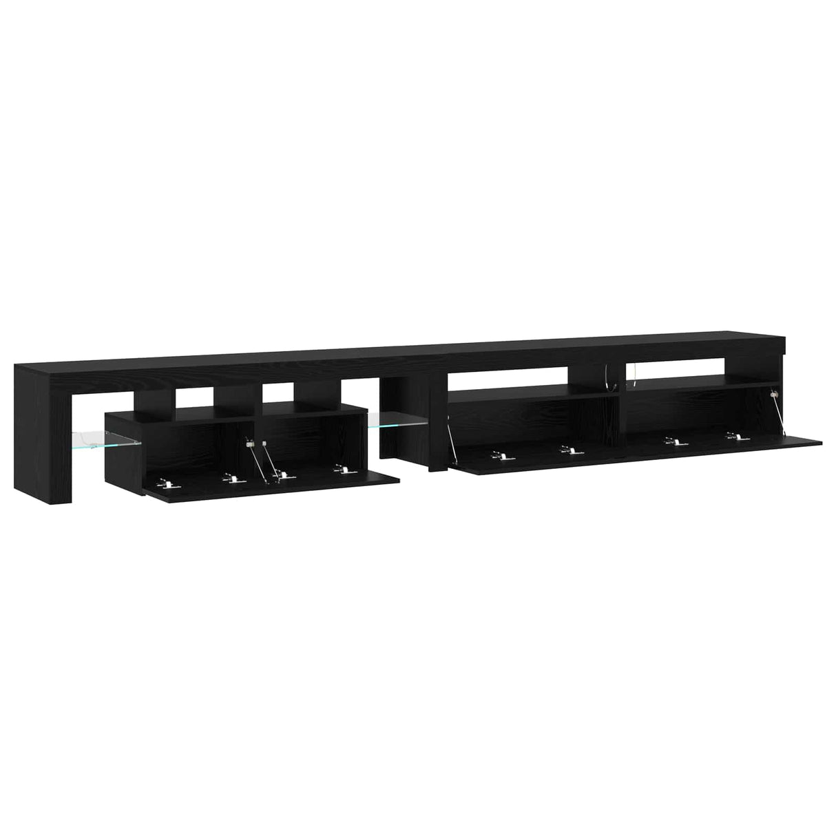 TV Cabinet 3 pcs Black Oak Engineered Wood
